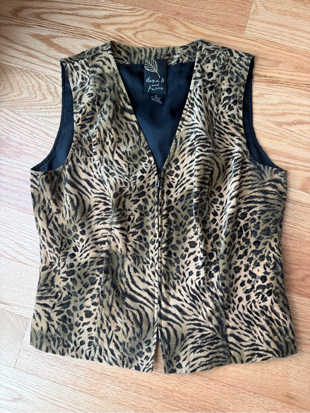 Vintage Dana B Karen Animal Print Vest Tiger Leopard 100% Cotton S